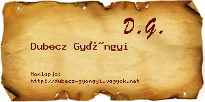 Dubecz Gyöngyi névjegykártya